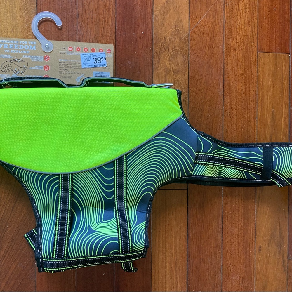 NWT Arcadia Trail Neon‎ yellow life vest sz L Orig. price $39.99